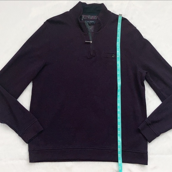 Ted Baker Funnel Neck Purple Half Zip Sweater - Picture 3 of 5